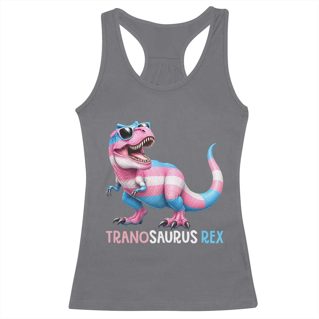 Transaurus Rex Transgender Pride Racerback Tank Top Funny Dinosaur Lover TS12 Charcoal Print Your Wear