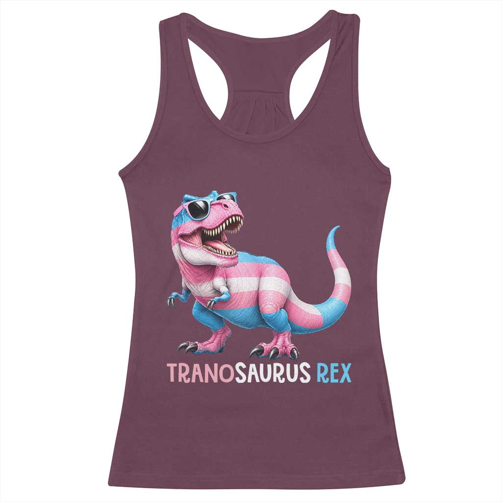 Transaurus Rex Transgender Pride Racerback Tank Top Funny Dinosaur Lover TS12 Maroon Print Your Wear