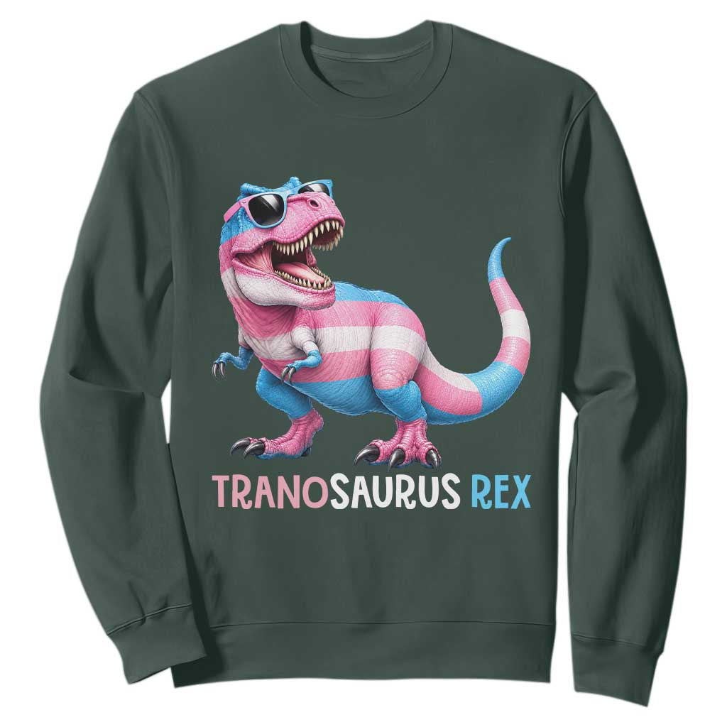 Transaurus Rex Transgender Pride Sweatshirt Funny Dinosaur Lover TS12 Dark Forest Green Print Your Wear