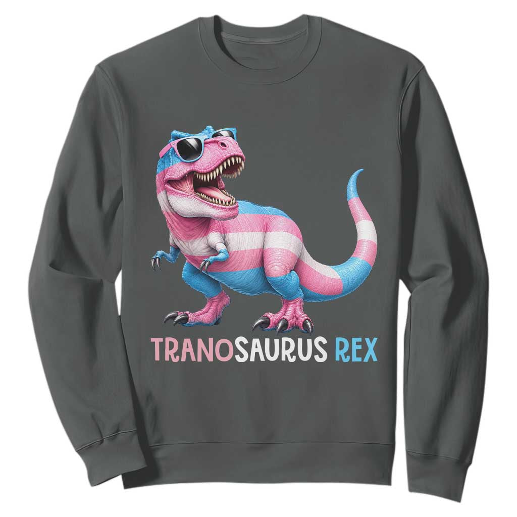 Transaurus Rex Transgender Pride Sweatshirt Funny Dinosaur Lover TS12 Dark Heather Print Your Wear