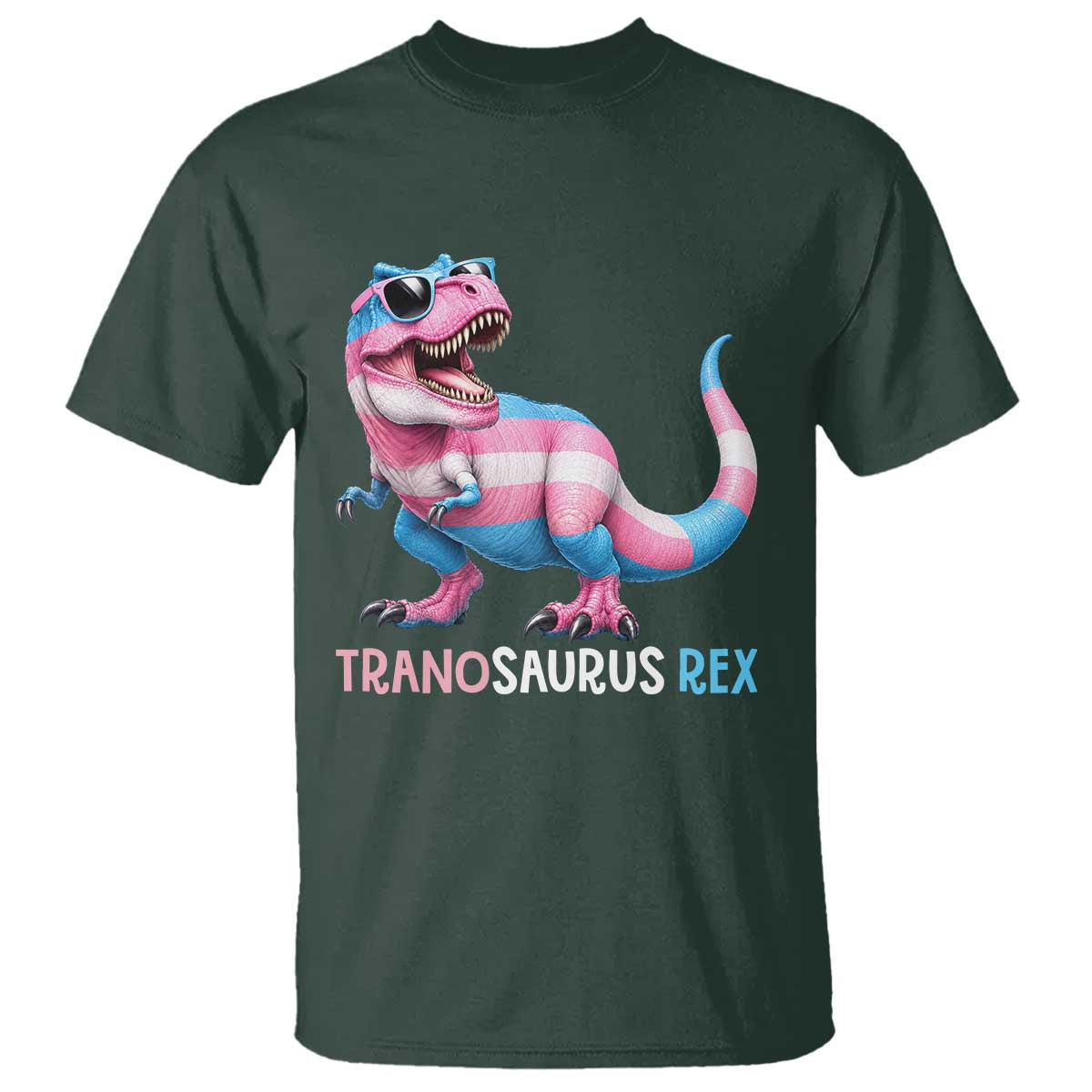 Transaurus Rex Transgender Pride T Shirt Funny Dinosaur Lover TS12 Dark Forest Green Print Your Wear