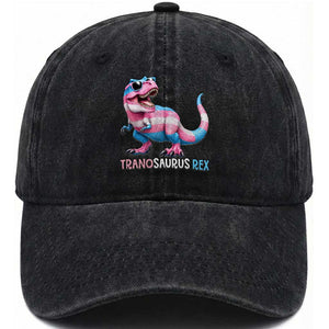 Transaurus Rex Transgender Pride Washed Cotton Baseball Cap Funny Dinosaur Lover TS12 Print Your Wear