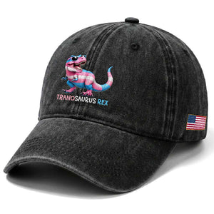 Transaurus Rex Transgender Pride Washed Cotton Baseball Cap Funny Dinosaur Lover TS12 Print Your Wear