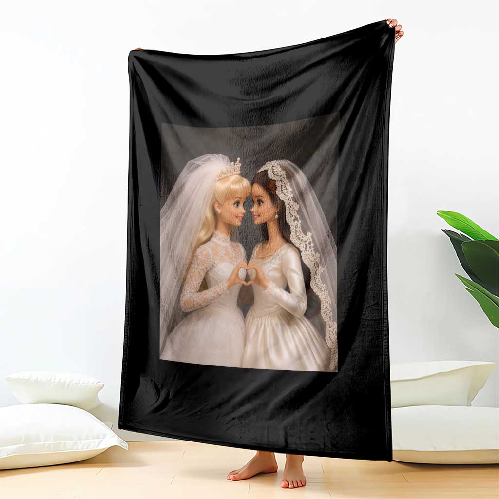 Funny Lesbian Doll Wedding Engagement Throw Blanket LGBTQ Pride Gift TS12 Print Your Wear