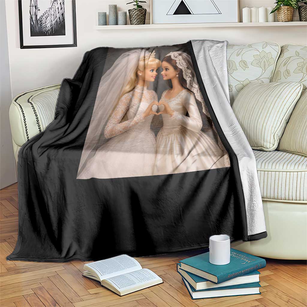 Funny Lesbian Doll Wedding Engagement Throw Blanket LGBTQ Pride Gift TS12 Print Your Wear