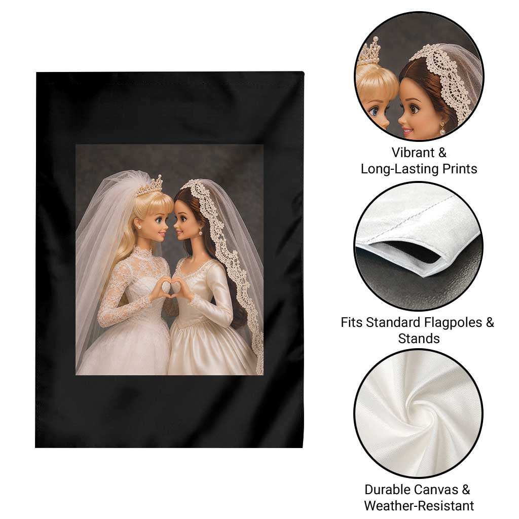 Funny Lesbian Doll Wedding Engagement Garden Flag LGBTQ Pride Gift TS12 Print Your Wear