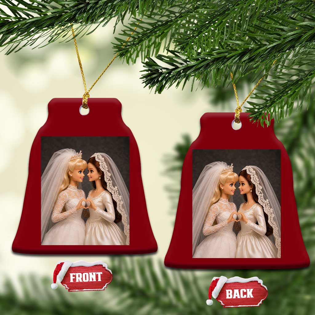 Funny Lesbian Doll Wedding Engagement Ceramic Ornament LGBTQ Pride Gift TS12 Print Your Wear