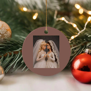Funny Lesbian Doll Wedding Engagement Ceramic Ornament LGBTQ Pride Gift TS12 1pc Mocha Print Your Wear