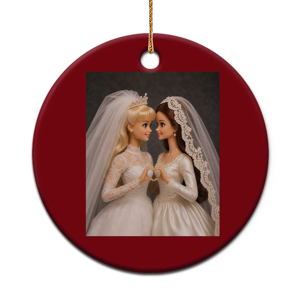 Funny Lesbian Doll Wedding Engagement Ceramic Ornament LGBTQ Pride Gift TS12 1pc Red Print Your Wear