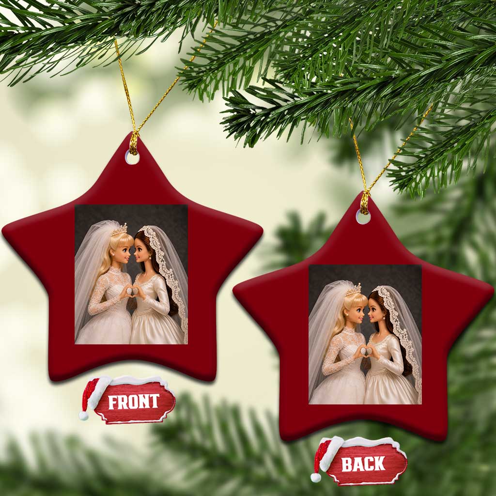 Funny Lesbian Doll Wedding Engagement Ceramic Ornament LGBTQ Pride Gift TS12 Print Your Wear