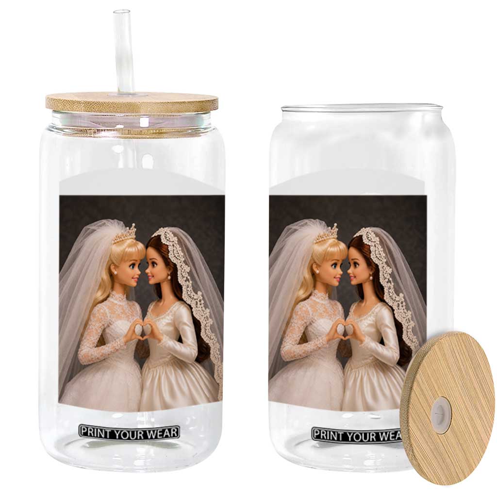 Funny Lesbian Doll Wedding Engagement Glass Can LGBTQ Pride Gift TS12 Print Your Wear