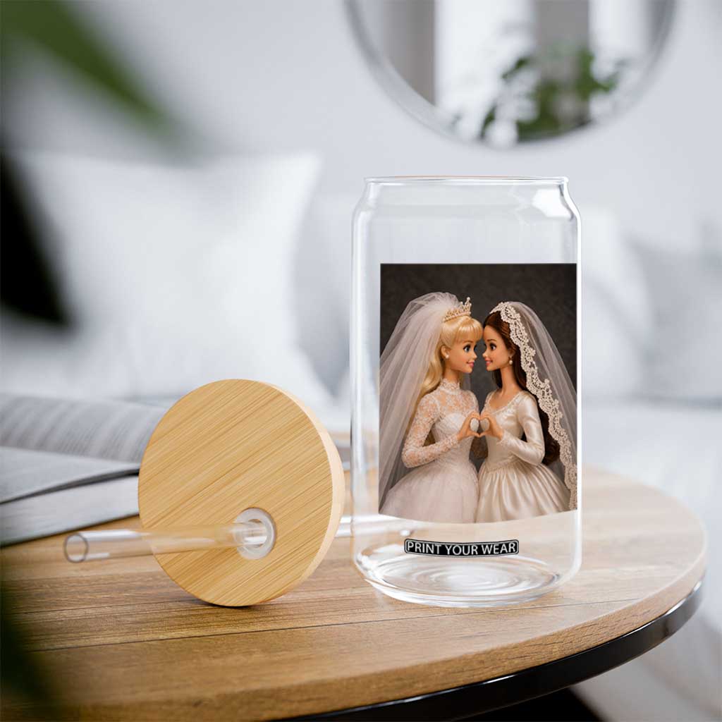 Funny Lesbian Doll Wedding Engagement Glass Can LGBTQ Pride Gift TS12 Print Your Wear