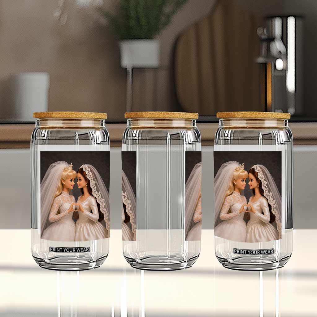 Funny Lesbian Doll Wedding Engagement Glass Can LGBTQ Pride Gift TS12 Print Your Wear