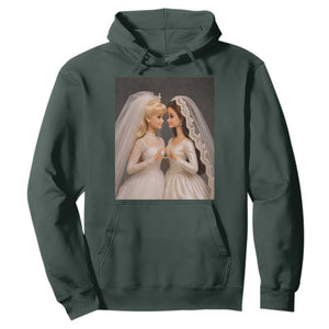 Funny Lesbian Doll Wedding Engagement Hoodie LGBTQ Pride Gift TS12 Dark Forest Green Print Your Wear