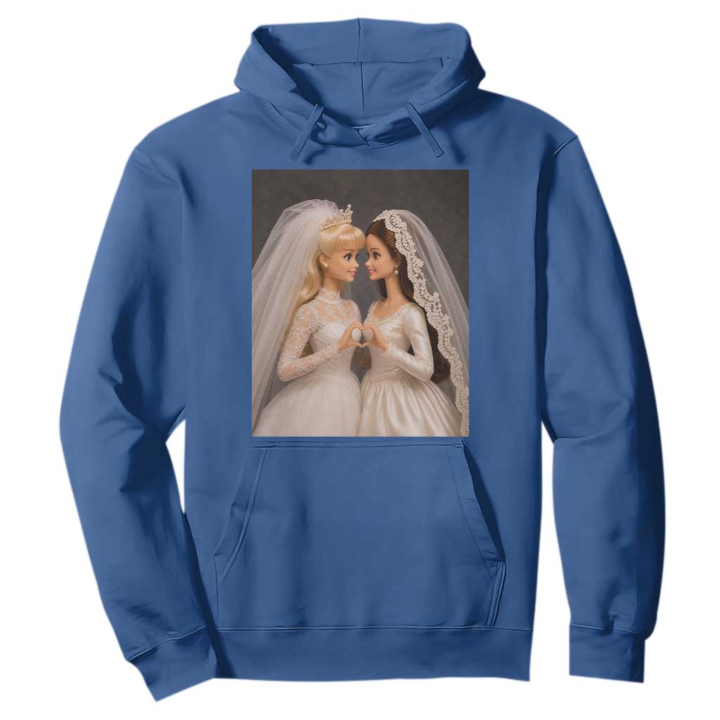 Funny Lesbian Doll Wedding Engagement Hoodie LGBTQ Pride Gift TS12 Royal Blue Print Your Wear
