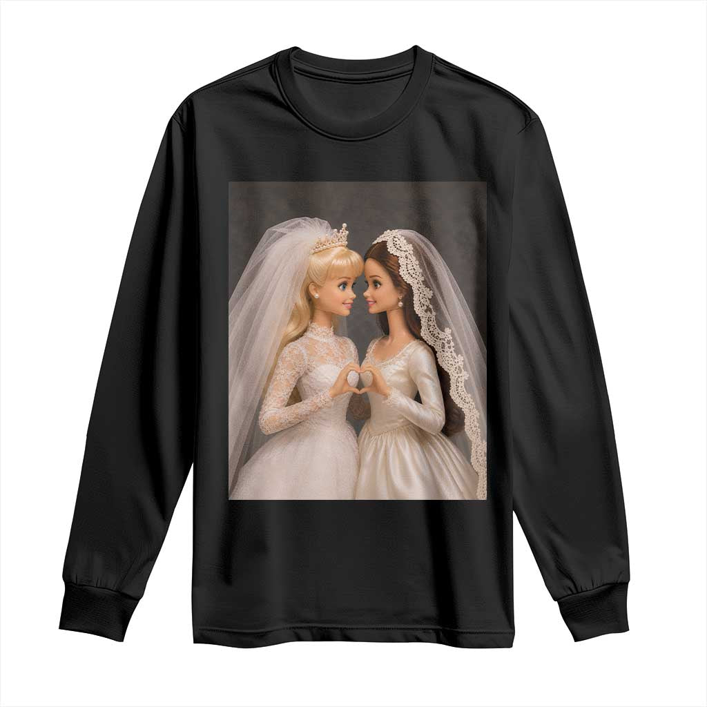 Funny Lesbian Doll Wedding Engagement Long Sleeve Shirt LGBTQ Pride Gift TS12 Black Print Your Wear