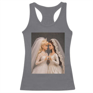Funny Lesbian Doll Wedding Engagement Racerback Tank Top LGBTQ Pride Gift TS12 Charcoal Print Your Wear