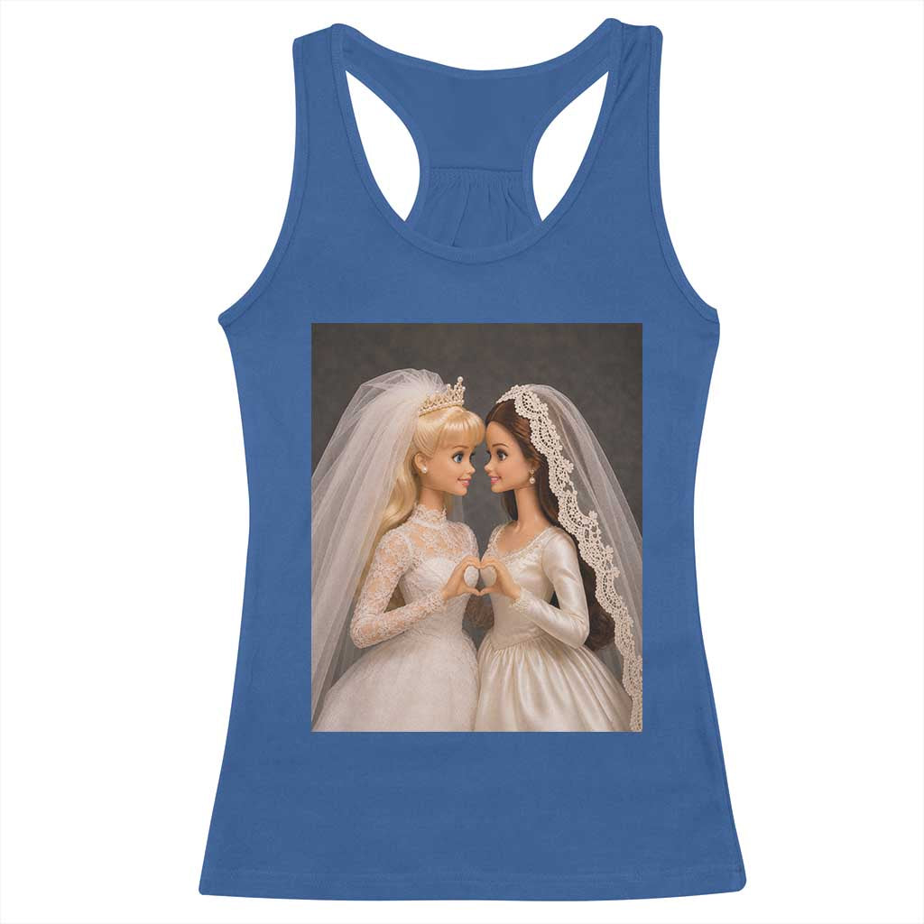 Funny Lesbian Doll Wedding Engagement Racerback Tank Top LGBTQ Pride Gift TS12 Royal Blue Print Your Wear