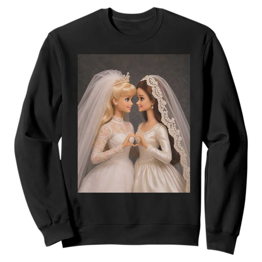 Funny Lesbian Doll Wedding Engagement Sweatshirt LGBTQ Pride Gift TS12 Black Print Your Wear