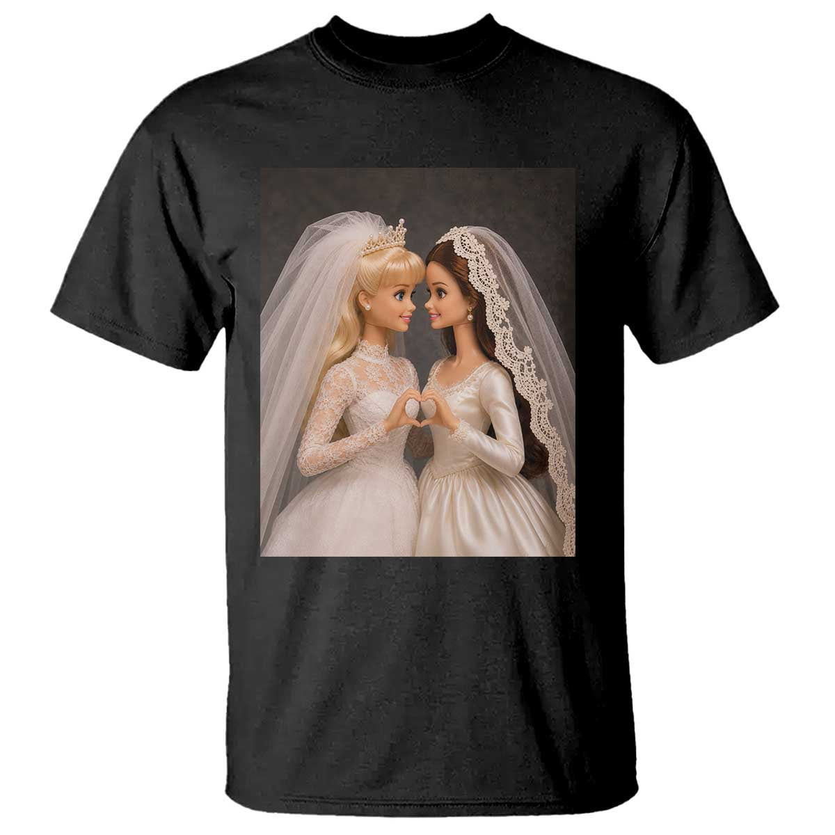 Funny Lesbian Doll Wedding Engagement T Shirt LGBTQ Pride Gift TS12 Black Print Your Wear