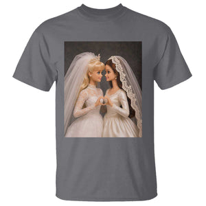 Funny Lesbian Doll Wedding Engagement T Shirt LGBTQ Pride Gift TS12 Charcoal Print Your Wear