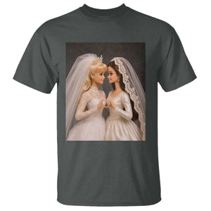 Funny Lesbian Doll Wedding Engagement T Shirt LGBTQ Pride Gift TS12 Dark Heather Print Your Wear