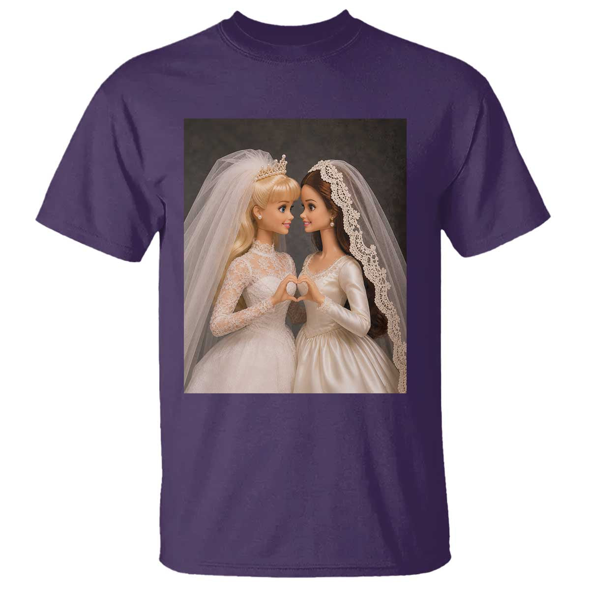 Funny Lesbian Doll Wedding Engagement T Shirt LGBTQ Pride Gift TS12 Purple Print Your Wear