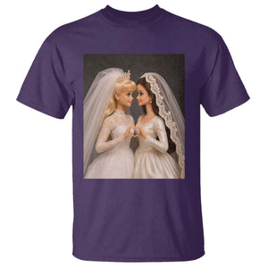 Funny Lesbian Doll Wedding Engagement T Shirt LGBTQ Pride Gift TS12 Purple Print Your Wear