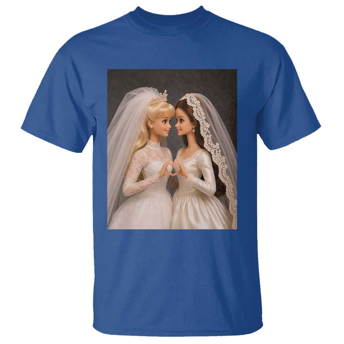 Funny Lesbian Doll Wedding Engagement T Shirt LGBTQ Pride Gift TS12 Royal Blue Print Your Wear