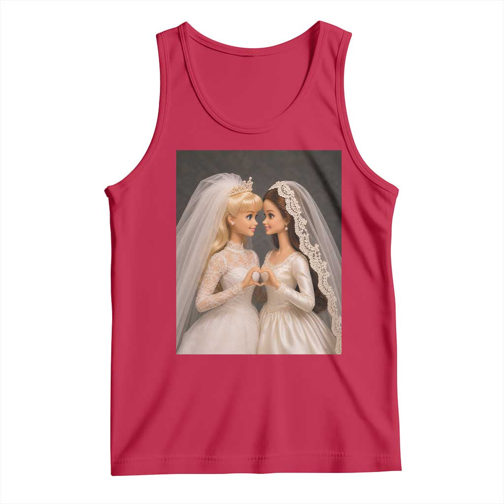 Funny Lesbian Doll Wedding Engagement Tank Top LGBTQ Pride Gift TS12 Red Print Your Wear