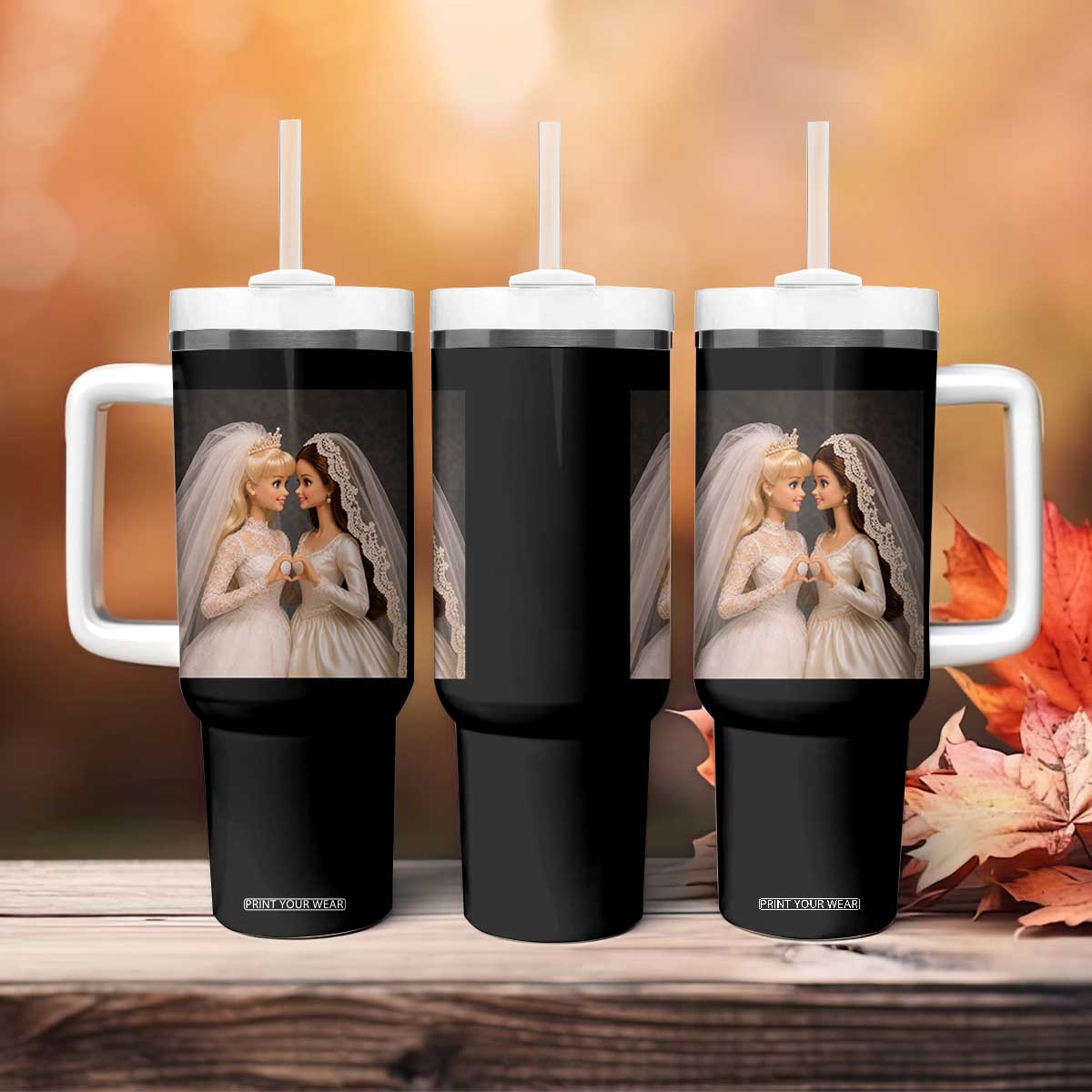 Funny Lesbian Doll Wedding Engagement Tumbler With Handle LGBTQ Pride Gift TS12 Print Your Wear