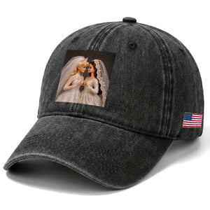 Funny Lesbian Doll Wedding Engagement Washed Cotton Baseball Cap LGBTQ Pride Gift TS12 Print Your Wear