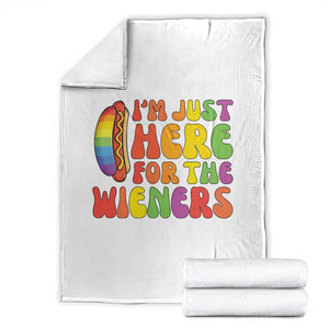 Funny Im Just Here For The Wieners Throw Blanket LGBTQ Pride Party Gift TS12 White Print Your Wear