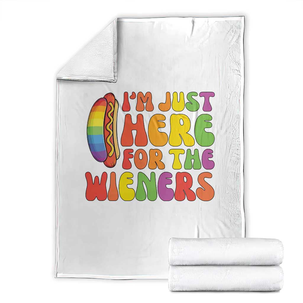 Funny Im Just Here For The Wieners Throw Blanket LGBTQ Pride Party Gift TS12 White Print Your Wear