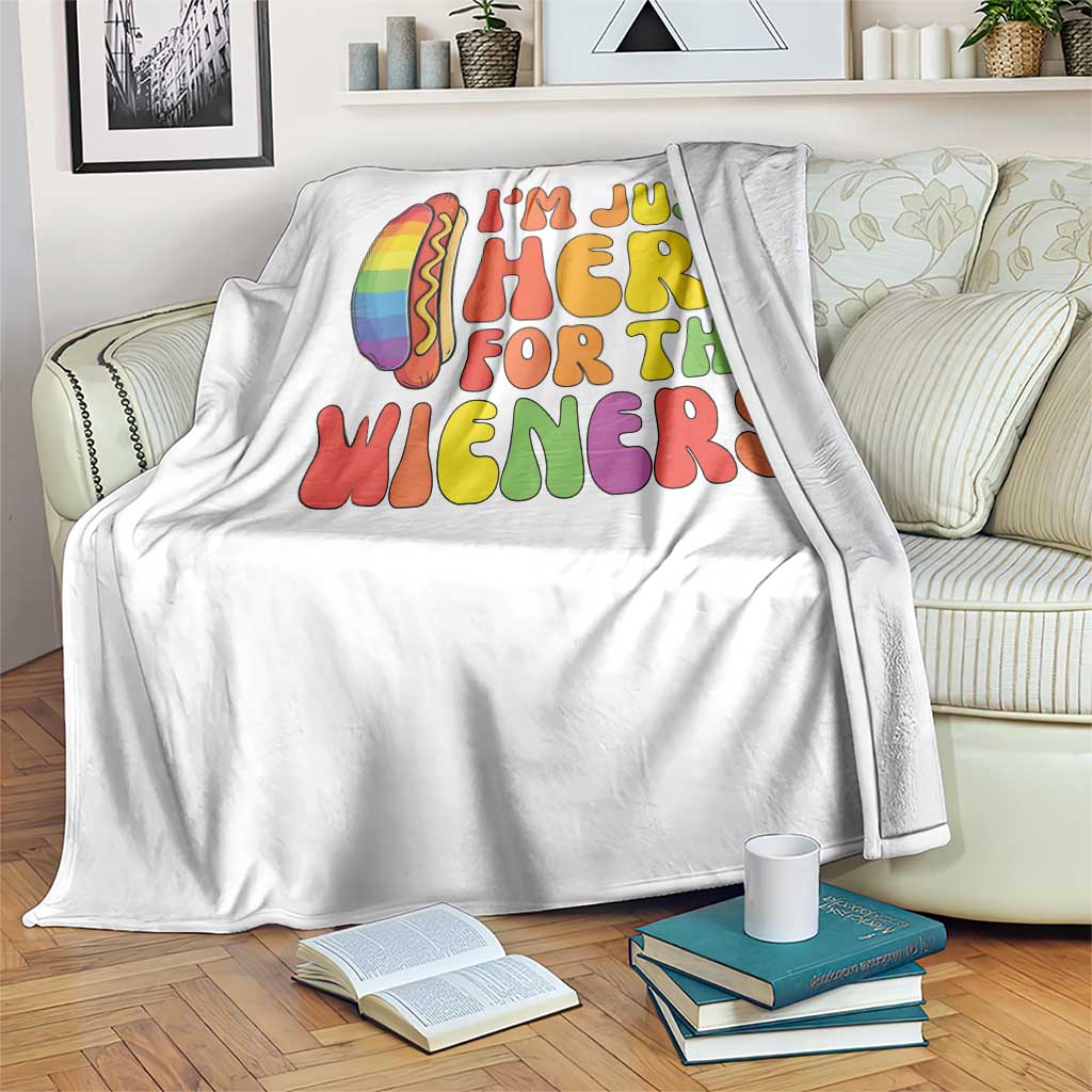 Funny Im Just Here For The Wieners Throw Blanket LGBTQ Pride Party Gift TS12 Print Your Wear