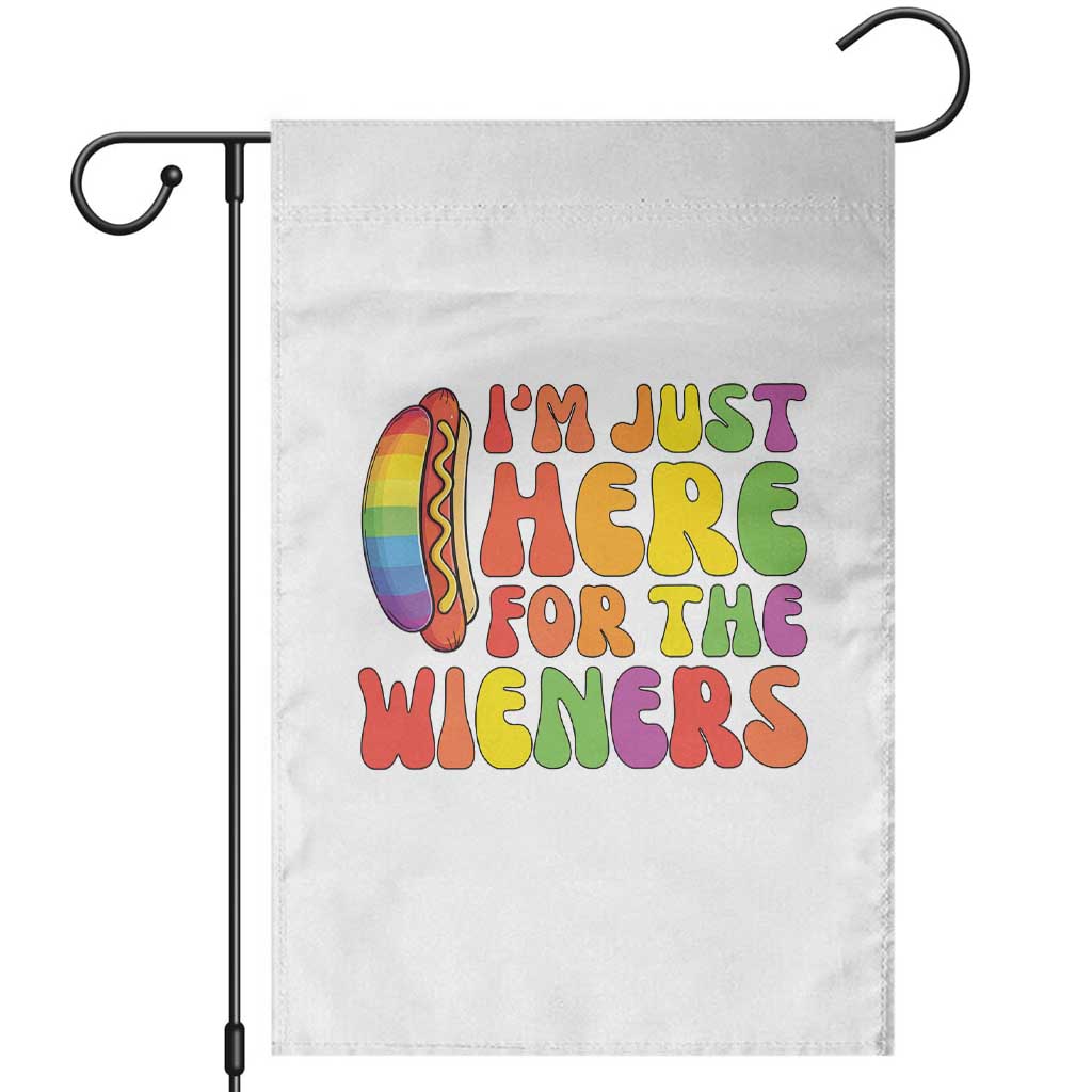 Funny Im Just Here For The Wieners Garden Flag LGBTQ Pride Party Gift TS12 White Print Your Wear