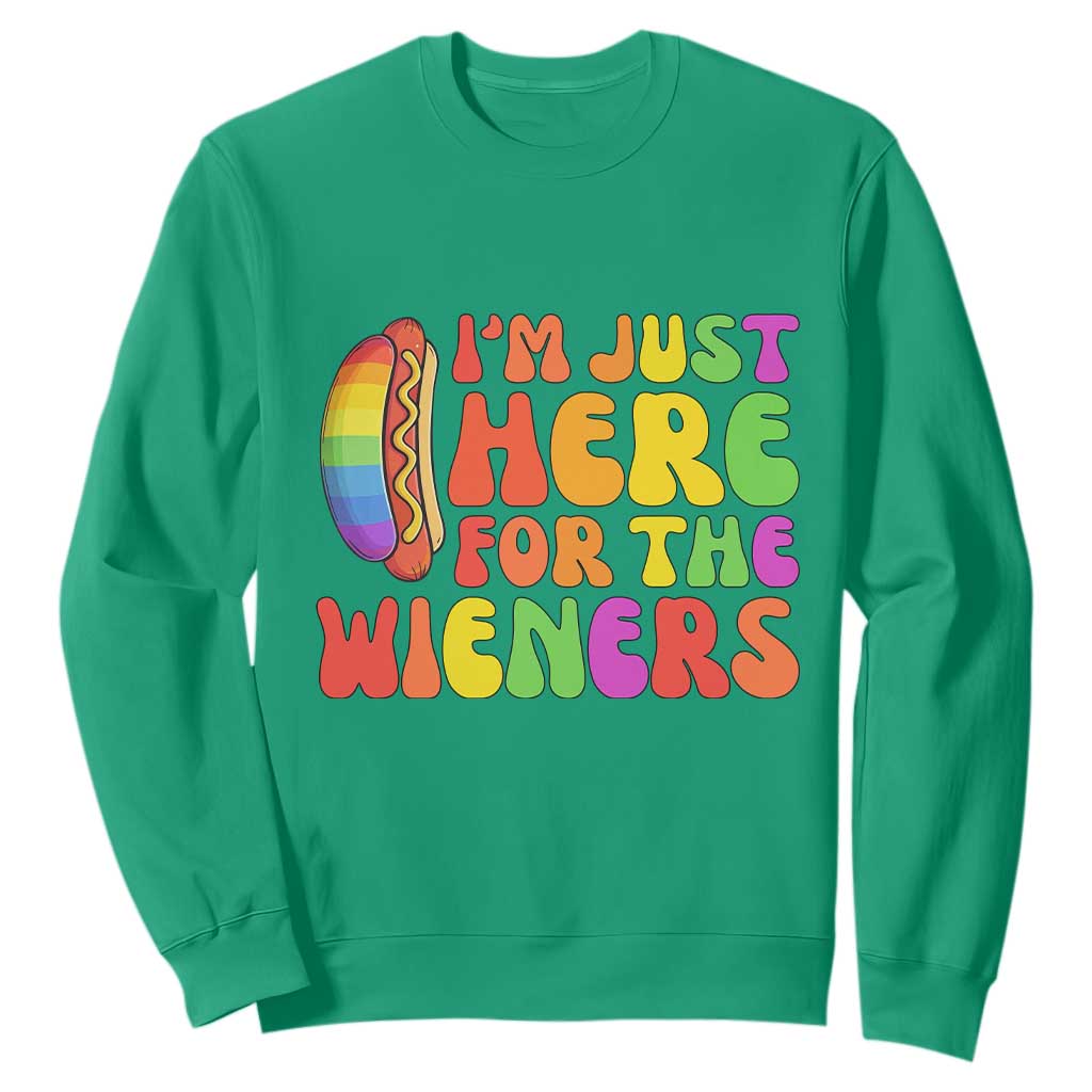Funny Im Just Here For The Wieners Sweatshirt LGBTQ Pride Party Gift TS12 Irish Green Print Your Wear