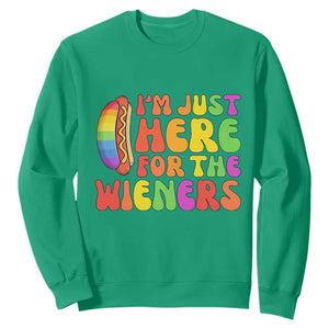 Funny Im Just Here For The Wieners Sweatshirt LGBTQ Pride Party Gift TS12 Irish Green Print Your Wear