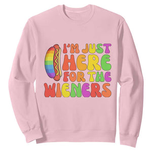 Funny Im Just Here For The Wieners Sweatshirt LGBTQ Pride Party Gift TS12 Light Pink Print Your Wear