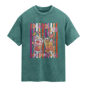 Engaged Club Wives In Progress Washed Cotton T-Shirt Lesbian Bachelorette Engagement Gift