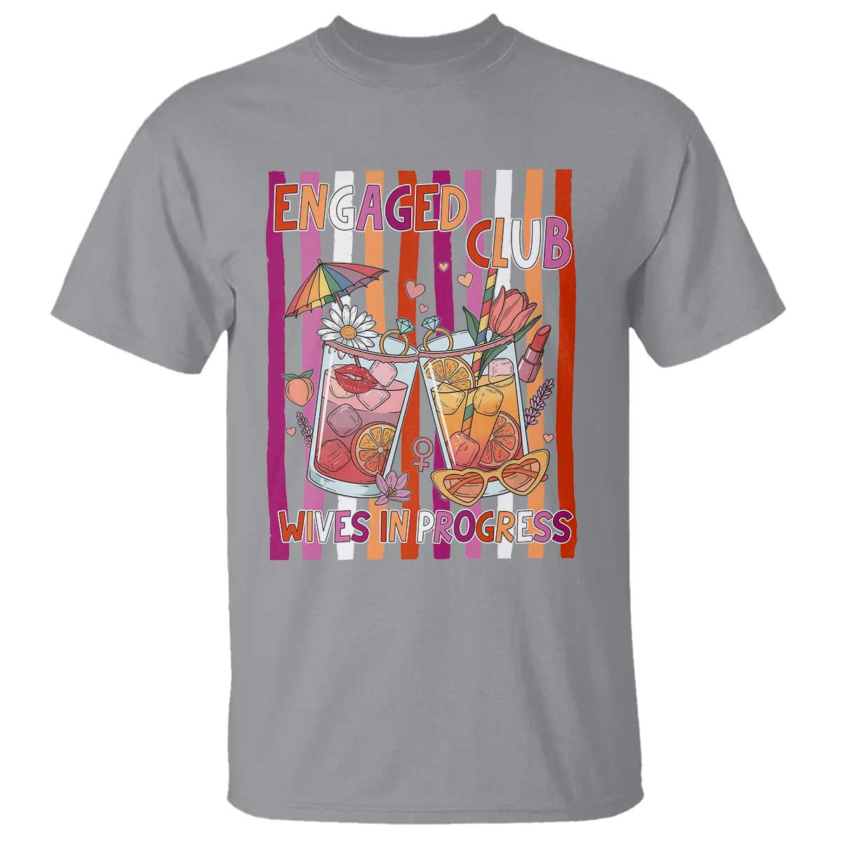 Engaged Club Wives In Progress T Shirt Lesbian Bachelorette Engagement Gift TS12 Sport Gray Print Your Wear