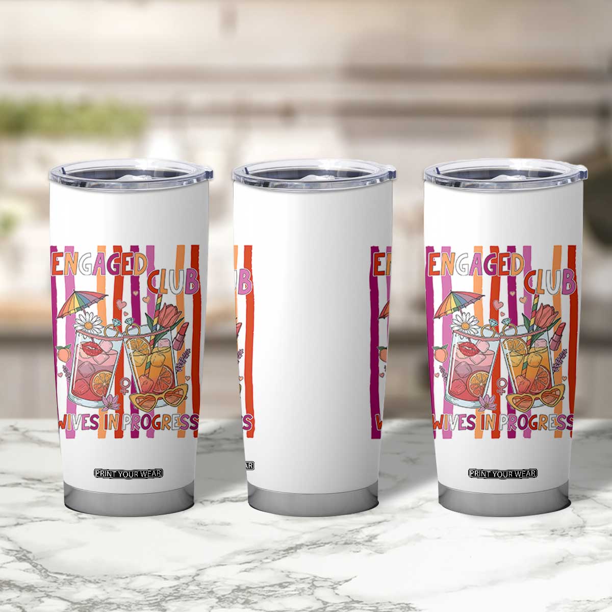 Engaged Club Wives In Progress Tumbler Cup Lesbian Bachelorette Engagement Gift TS12 Print Your Wear
