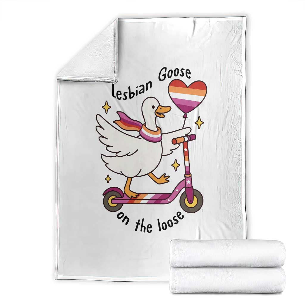 Lesbian Goose On The Loose Throw Blanket Funny LGBTQ Animal Pride Gift TS12 White Print Your Wear
