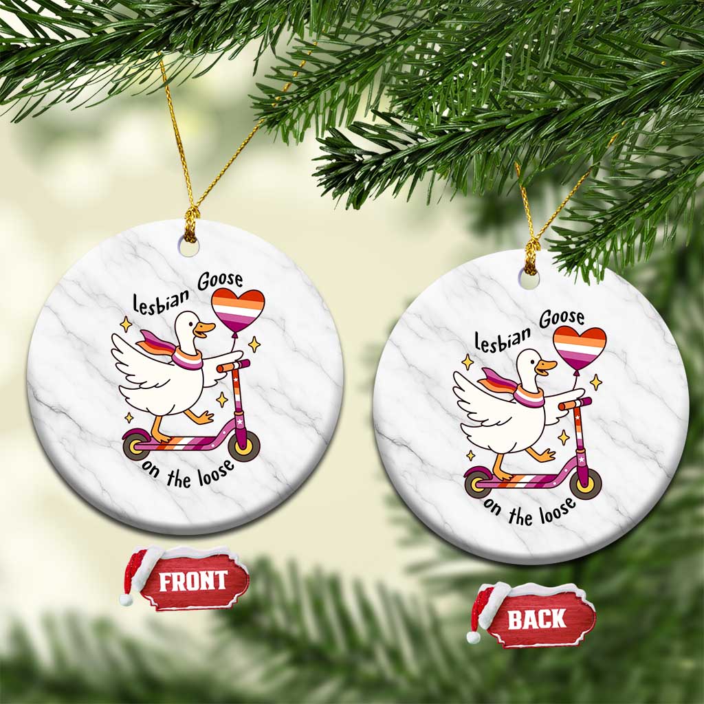 Lesbian Goose On The Loose Ceramic Ornament Funny LGBTQ Animal Pride Gift TS12 1pc White Marble Print Your Wear