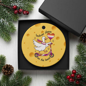 Lesbian Goose On The Loose Ceramic Ornament Funny LGBTQ Animal Pride Gift TS12 1pc Yellow Cheese Print Your Wear
