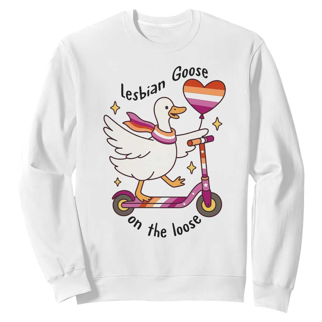 Lesbian Goose On The Loose Sweatshirt Funny LGBTQ Animal Pride Gift TS12 White Print Your Wear