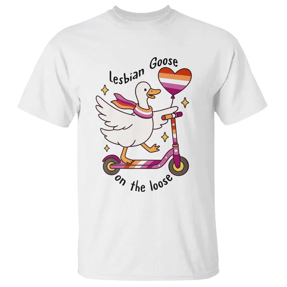 Lesbian Goose On The Loose T Shirt Funny LGBTQ Animal Pride Gift TS12 White Print Your Wear