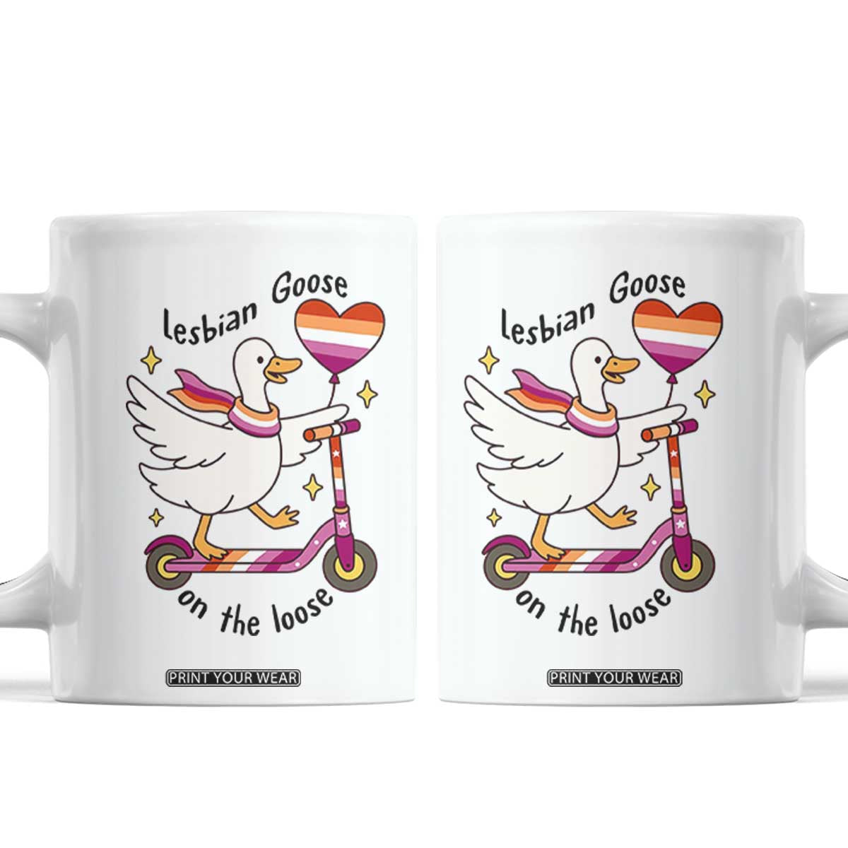 Lesbian Goose On The Loose Coffee Mug Funny LGBTQ Animal Pride Gift TS12 White Print Your Wear