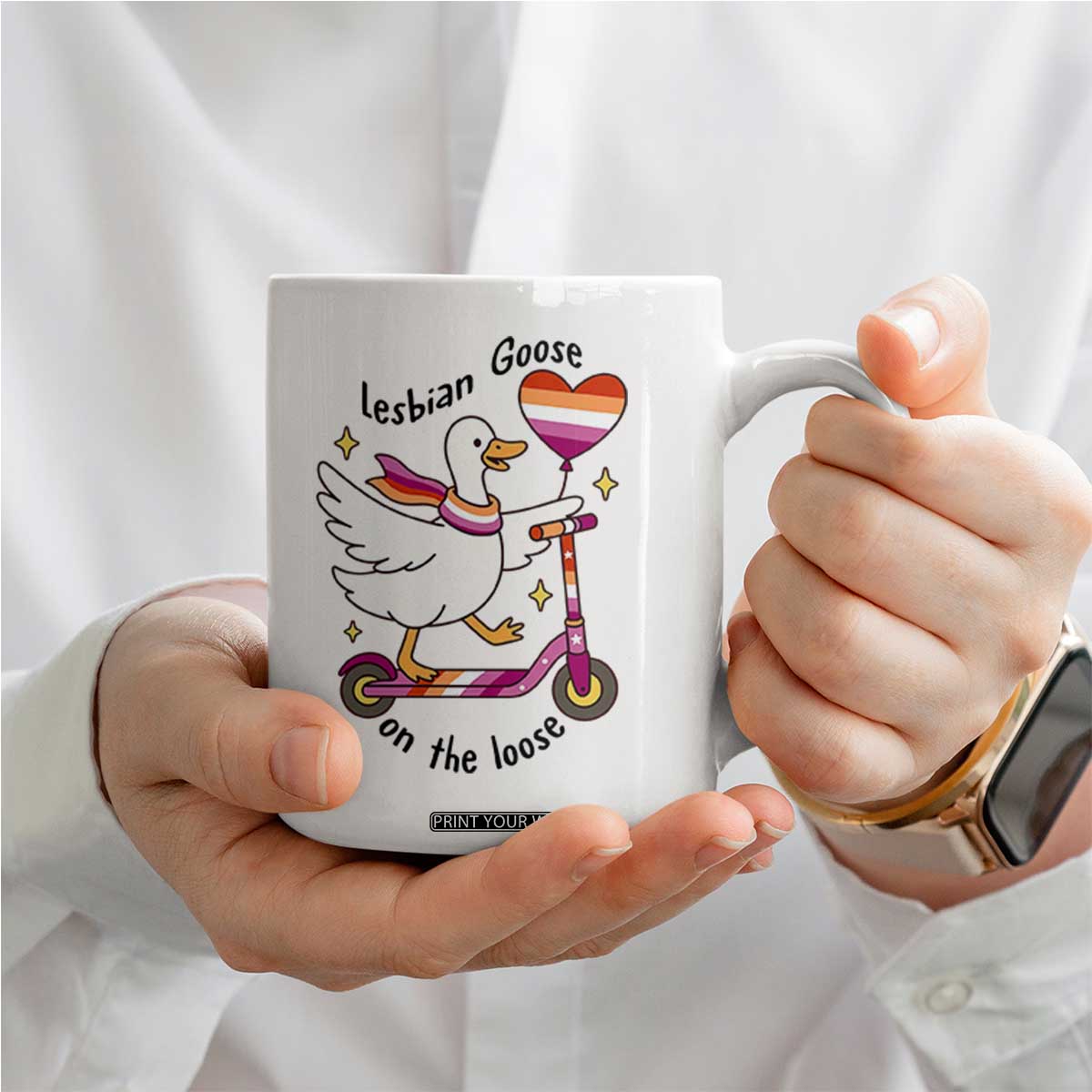 Lesbian Goose On The Loose Coffee Mug Funny LGBTQ Animal Pride Gift TS12 Print Your Wear