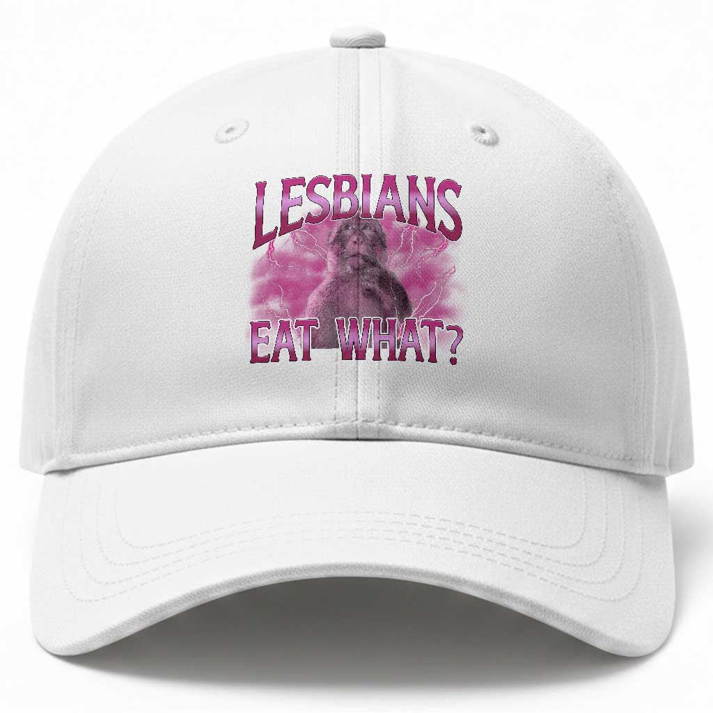 Funny Monkey Meme Lesbians Eat What Baseball Cap LGBTQ Pride Gift TS12 Print Your Wear
